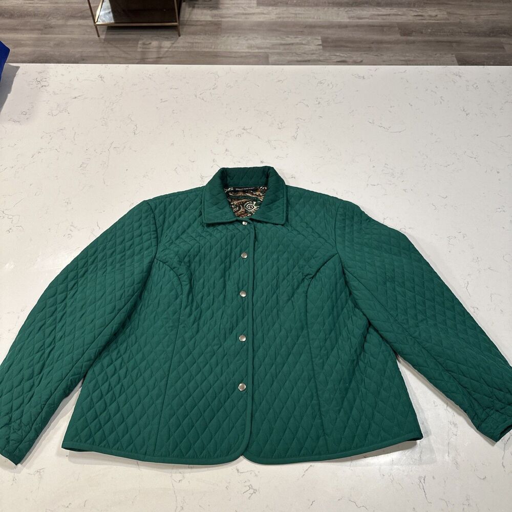 BRIGGS NEW YORK Tan Quilted Polyester Button Up Long Sleeve Jacket Size 18w